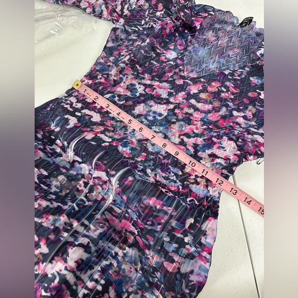 NWT Komarov Handkerchief Hem Chiffon Cocktail Dress 3/4 Sleeve V-Neck Dress - Picture 7 of 12